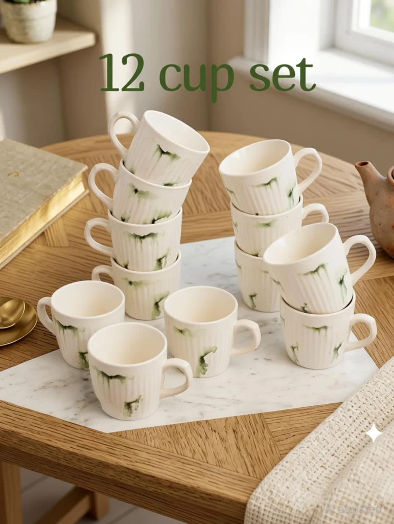 GALAXYCERAMICS Pack of 12 Ceramic (Off White, Cup)